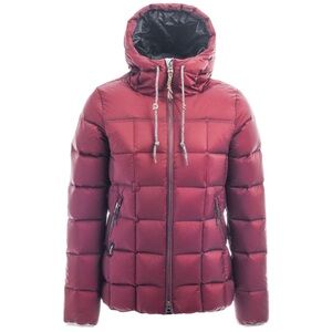 Holden Cumulus Red Hooded Elbow Patch Zip Front Winter Down-Tech Jacket WN LRG